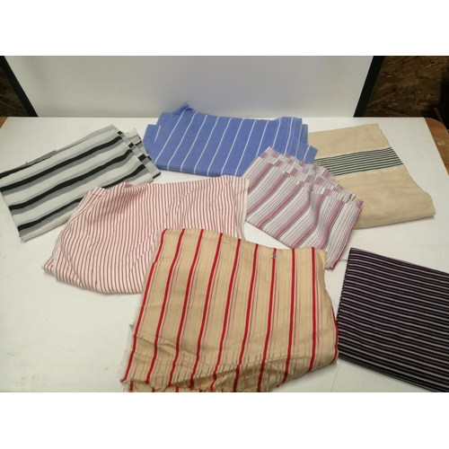 80 - 7 x pieces of mixed striped fabric including long length of blue and white