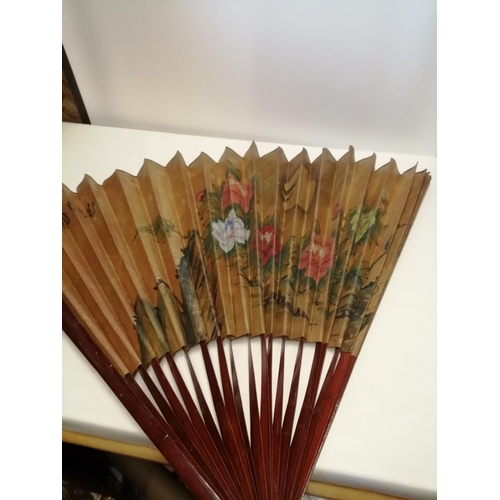 87 - Large hand painted vintage Chinese fan