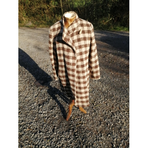 88 - Jeager wool coat in brown and cream check
