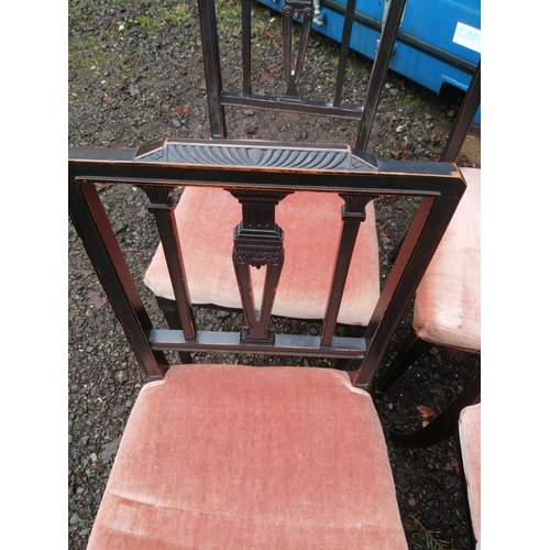 576 - Set of four Edwardian upholstered dining chairs, woodworm treated, edwardian glazed cupboard and edw... 