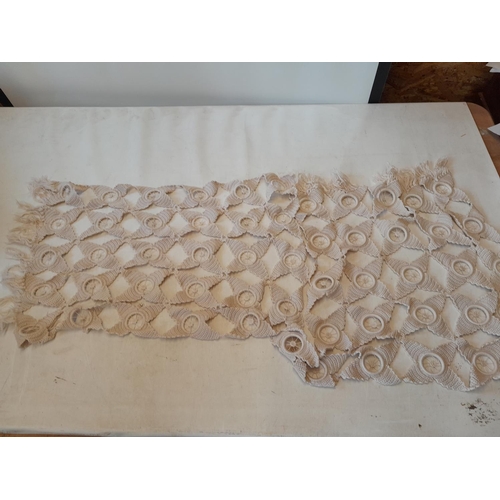101 - Pair of vintage crochet work panels with cartwheel decoration