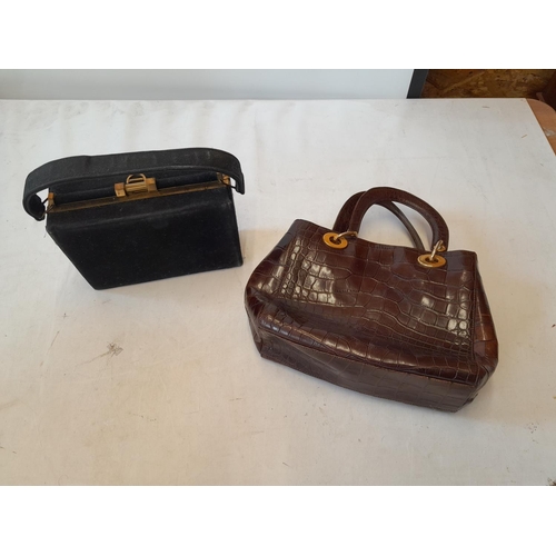 95 - 2 x vintage handbags including faux crocodile leather