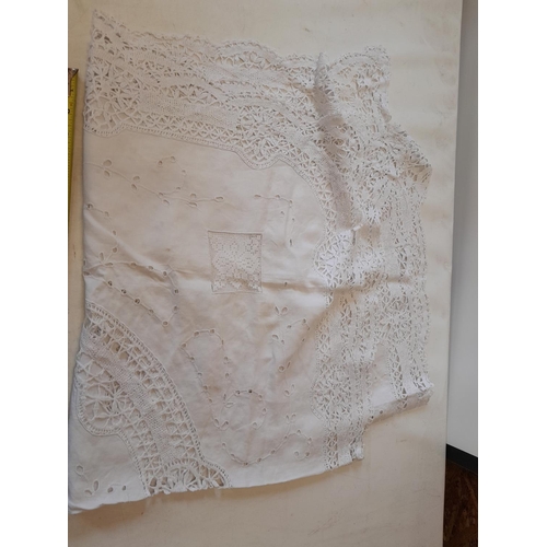 115 - Vintage crochet and lace table cloth