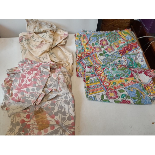 137 - 2 x pieces of curtain material and two other pieces of floral decorated fabric