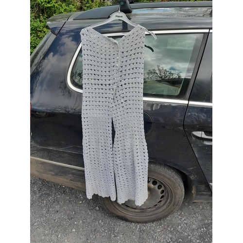 160 - Silver thread open crochet trousers