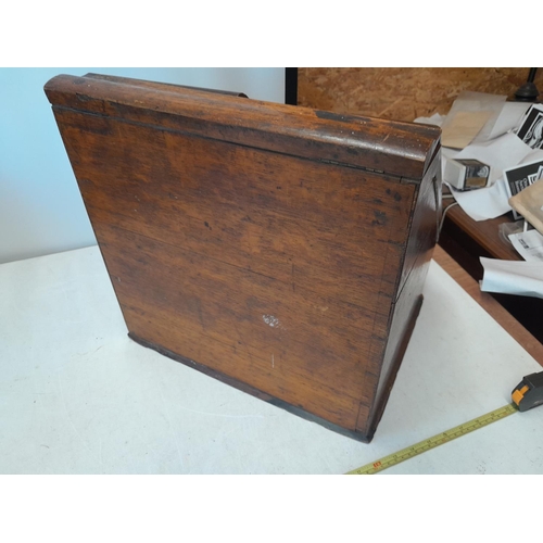 73 - Vintage oak desk top stationary cabinet for restoration