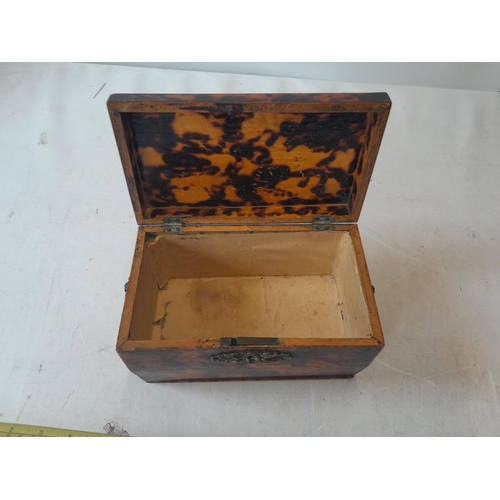 88 - Victorian tortoiseshell effect wooden tea caddy