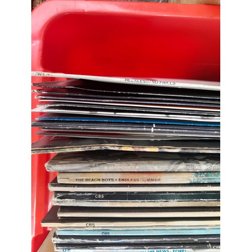 116 - Box of assorted commercial pop albums from the 1970s onwards including signed Thomson Twins album