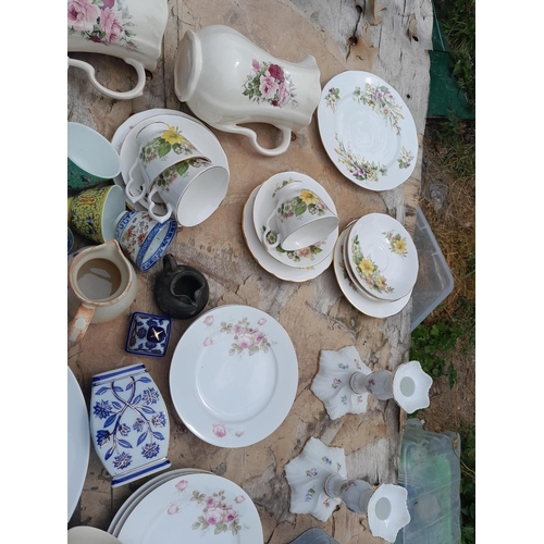 123 - Assorted decorative china : Denby white ware, commemorative ware, paperweight, Duchess tea ware, etc... 