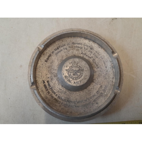 142 - Royal Air Force interest ashtray made from RAF Merlin engine piston used in Battle of Britain