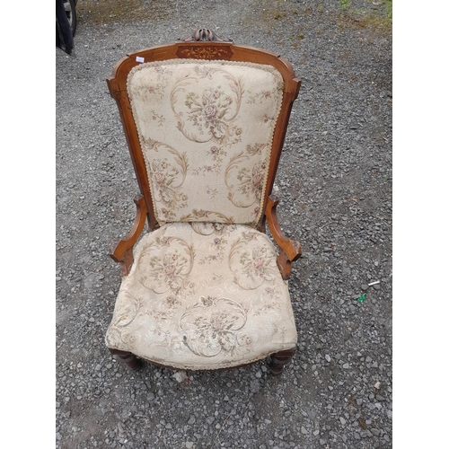 220 - Edwardian inlaid mahogany nursing chair