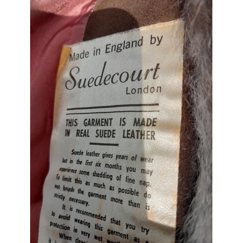 237 - Suede Court of London suede coat with fur trim