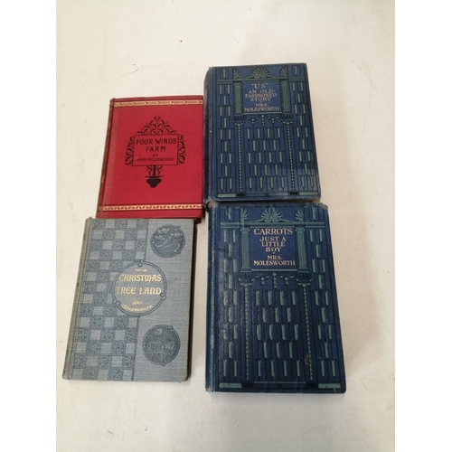 255 - 4 x hardback volumes by Mrs Molesworth : Us 1908 , Four Winds Farm 1886, Christmas Tree land 1900, C... 