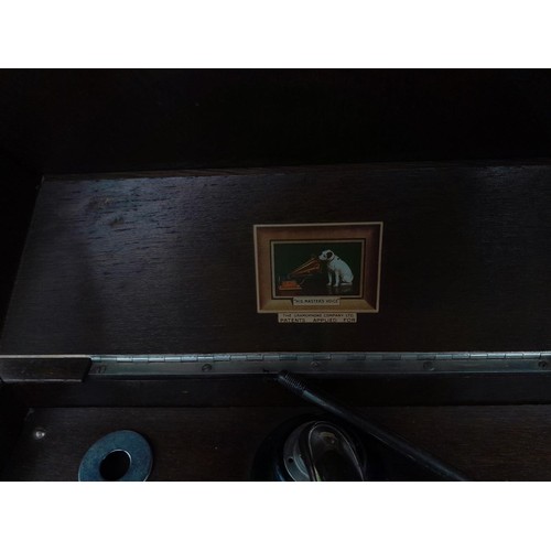 267 - HMV wooden table top model gramophone