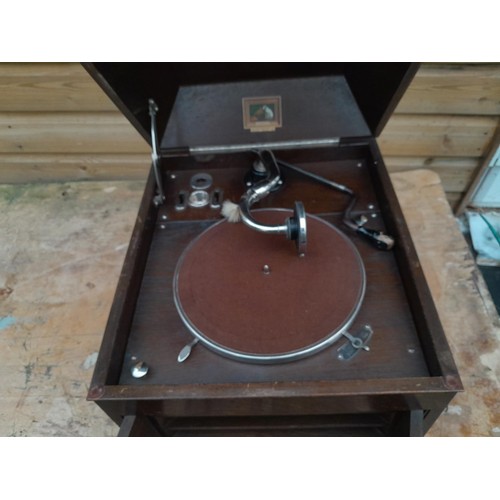 267 - HMV wooden table top model gramophone