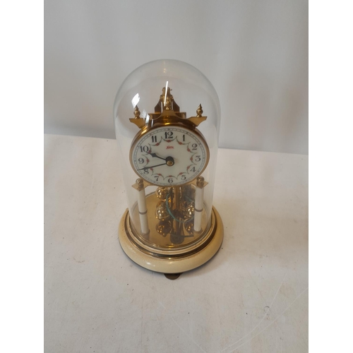 278 - Vintage Koma skeleton clock in glass case