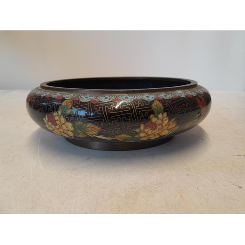 292 - 19th century Chinese cloisonne dish in good order with four character mark underneath