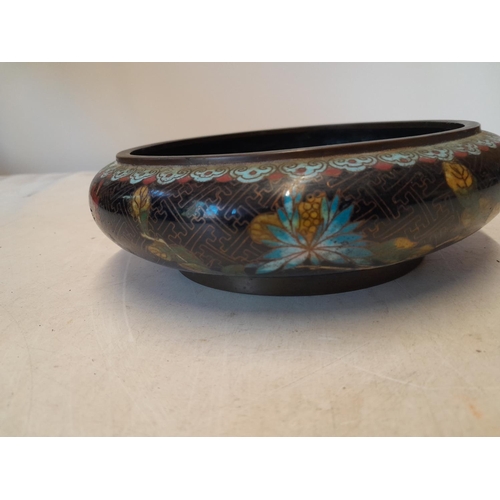 292 - 19th century Chinese cloisonne dish in good order with four character mark underneath