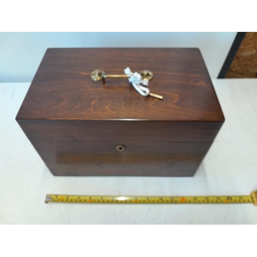 305 - 19th century stained pine work box with key