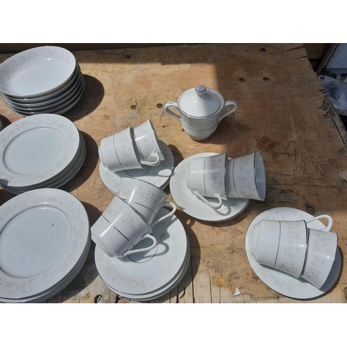 307 - Fine China Platinum Rose dinner ware