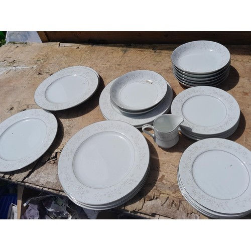 307 - Fine China Platinum Rose dinner ware