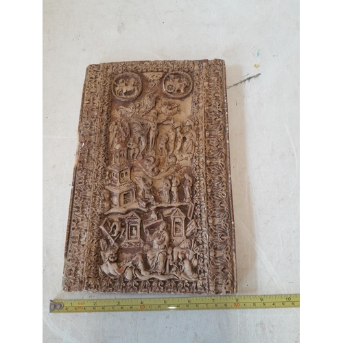 330 - 19th century plaster panel depicting religious scene