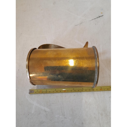 331 - Brass trench art tankard with hinged lid