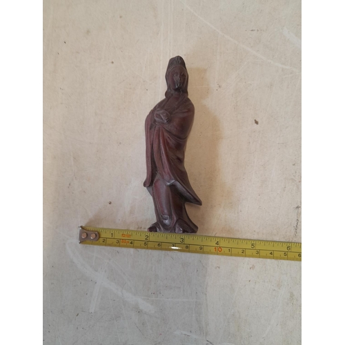 332 - Carved wooden Guanyin figure