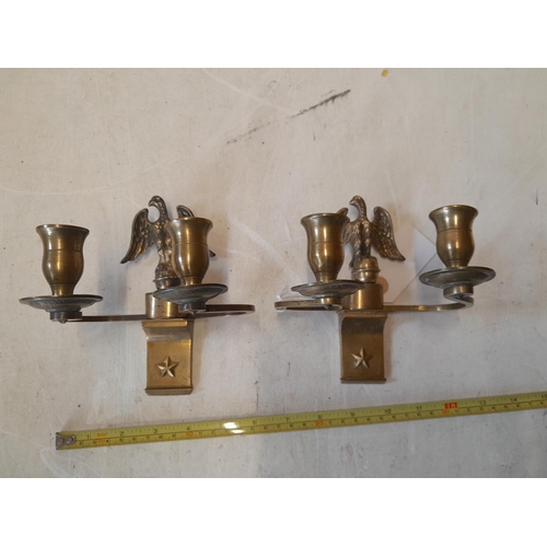 339 - Pair of 19th century Continental gun metal candle sconces