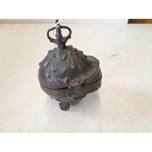 341 - Antique bronze Sino Tibetan jar and cover