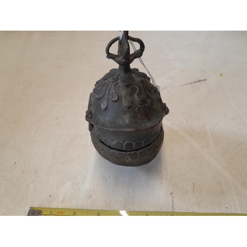 341 - Antique bronze Sino Tibetan jar and cover