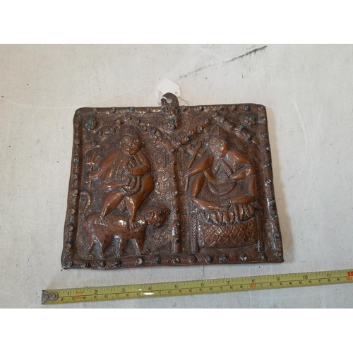 342 - 19th century Indian copper relief depicting monkey gods