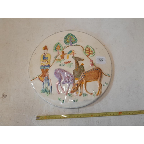 343 - 19th century Continental pottery circular plaque