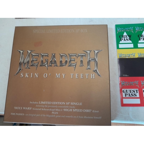 376 - Vinyl record albums : Boxed Megadeath Ltd Edition, Black Sabbath GF missing inner etc.