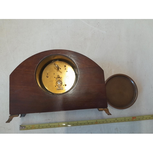 147 - Early 20th century inlaid mahogany mantle clock