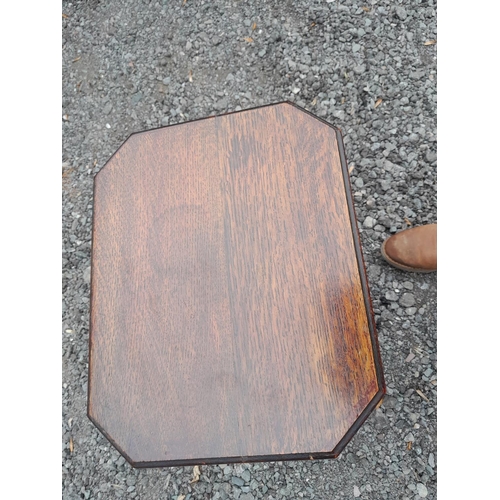 1 - Vintage stained oak sewing box / table  with hinged lid