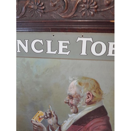 9 - Early 20th century advertising sign on cardboard : Uncle Toby Shag in carved mahogany frame sign 50 ... 