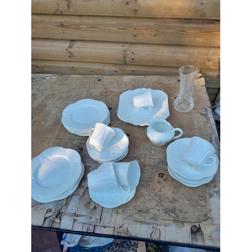 34 - Shelley white Deco style part tea set