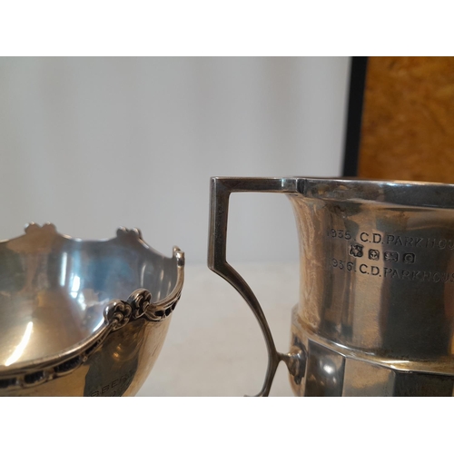 60 - 3 x solid silver trophies, different assay offices and makers and dates 362 g