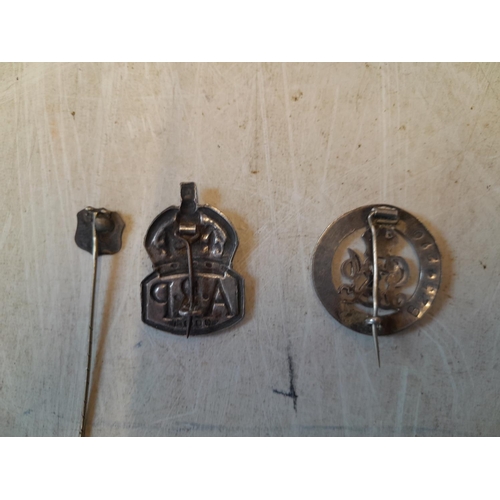 63 - Silver ARP badge, horse shoe stick pin etc