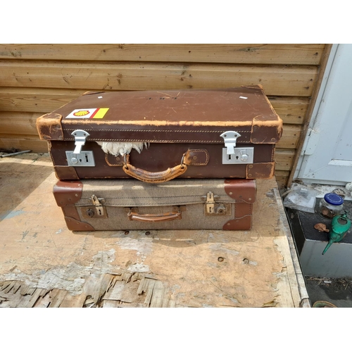 109 - 2 x vintage suitcases & 2 x sheepskin rugs