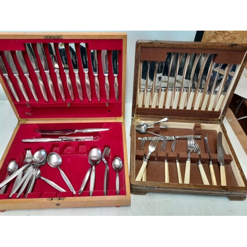 300 - 2 x partially filled canteens of plated and stainless steel cutlery