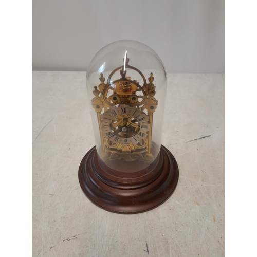 301 - 20th century skeleton clock in glass dome