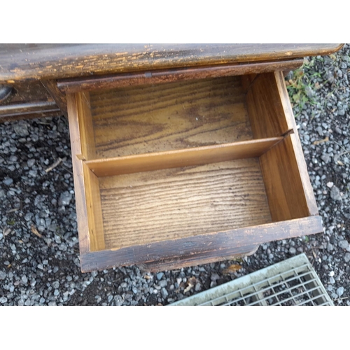 11 - Early 20th century oak single pedestal tabour top desk with fitted interior with key, single piece