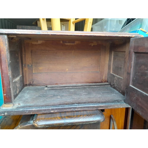 13 - 2 vintage cotton canvas deck chairs, steamer trunk, wooden box, mahogany three tier cake stand