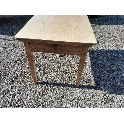 14 - Vintage pine single drawer kitchen table with later formica top