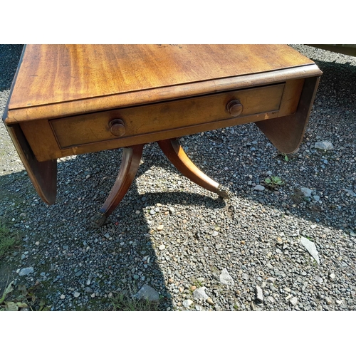 5 - Victorian mahogany lap breakfast table on single pedestal on hairy paw brass feet with castors