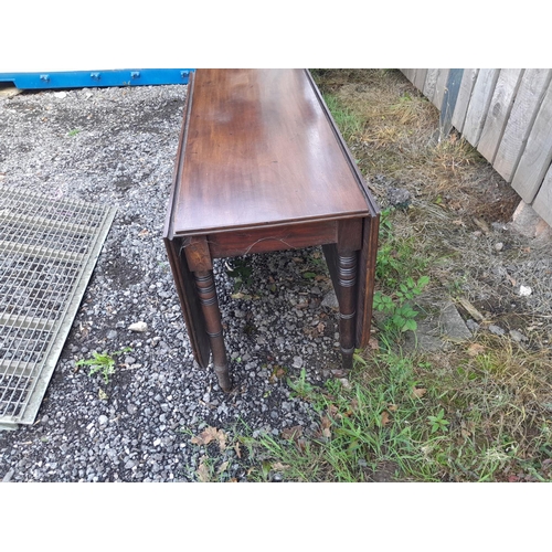 9 - 19th century mahogany lap dining table 70 cms high x 120 cms long, each leaf 60 cms wide , centre 40... 