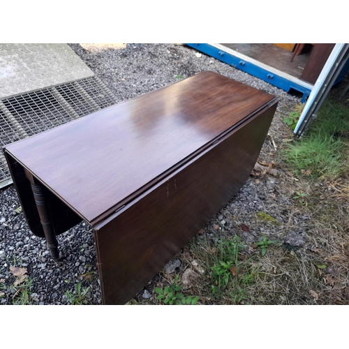 9 - 19th century mahogany lap dining table 70 cms high x 120 cms long, each leaf 60 cms wide , centre 40... 