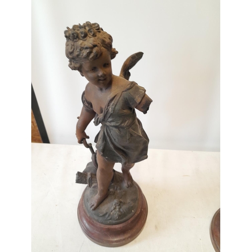 28 - Pair of late 19th century damaged spelter figures of cherubs